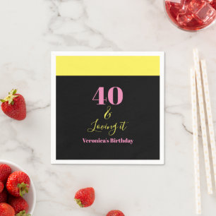 Forty and Loving It 40th Birthday Yellow Black Napkins