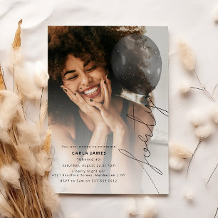 Forty Balloon String Photo 40th Birthday Party Invitation