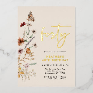 Forty Birthday  Foil Invitation