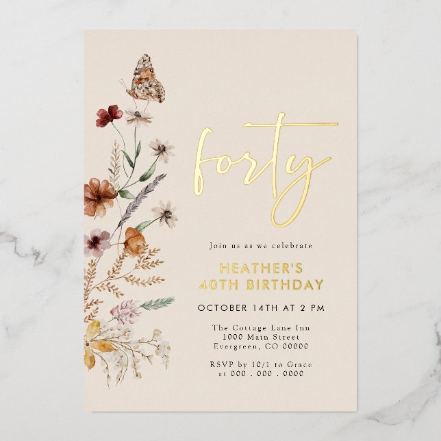 Forty Birthday  Foil Invitation (Front)