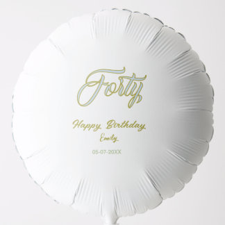 forty birthday name date blue green pastel trendy balloon
