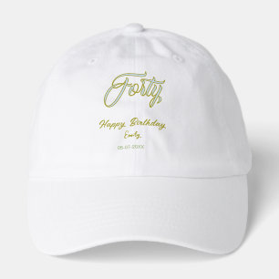 forty birthday name date blue green pastel trendy hat