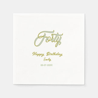 forty birthday name date blue green pastel trendy napkins