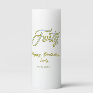 forty birthday name date blue green pastel trendy pillar candle