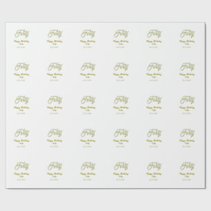 forty birthday name date blue green pastel trendy wrapping paper