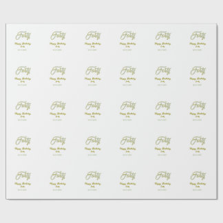 forty birthday name date blue green pastel trendy wrapping paper