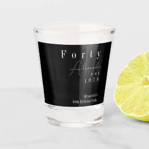 Forty Black and White 40th Birthday Party Favor Shot Glass