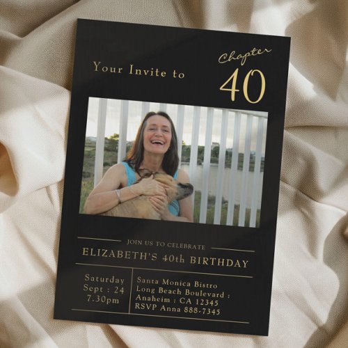 Forty Black Gold 40th Birthday Party Photo