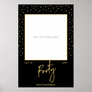 Forty Black & Gold 40th Birthday Photo Frame Pos Poster