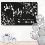 Forty Black White 40th Birthday Party Banner<br><div class="desc">Forty Black White 40th Birthday Party Banner: Make a statement at your event with this stylish 40th birthday banner. Featuring a sophisticated black background adorned with white flowers, this banner combines classic serif fonts and script typography to create a chic look. The text can be personalized to highlight the birthday...</div>