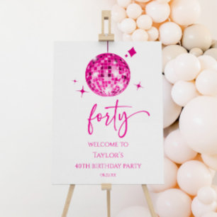Forty Disco Ball 40th Birthday Party Welcome Sign