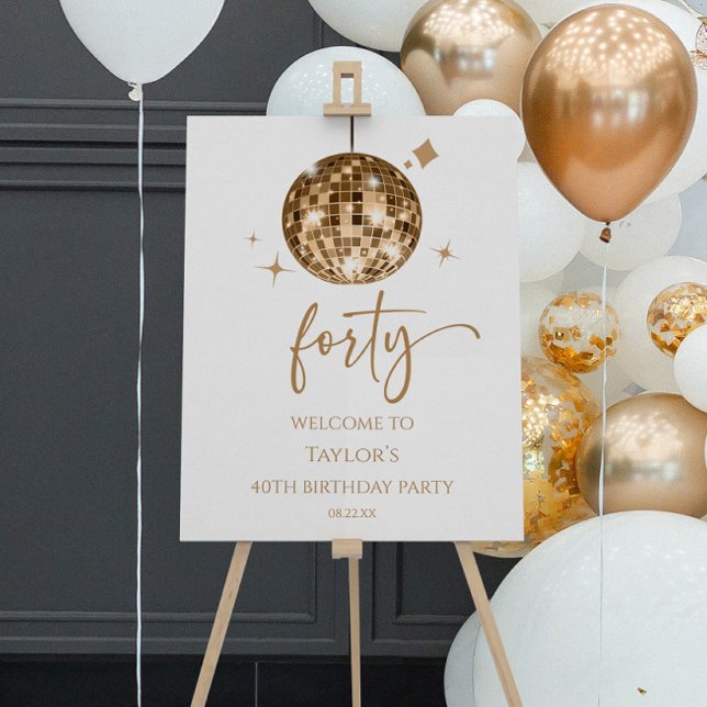 Forty Disco Ball 40th Birthday Party Welcome Sign (Creator Uploaded)