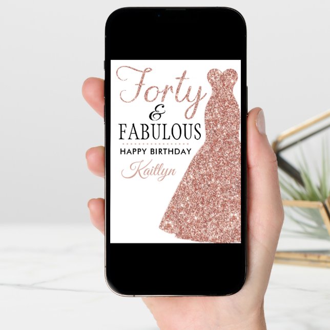 Forty & Fabulous 40th Birthday Card (Front Digital)