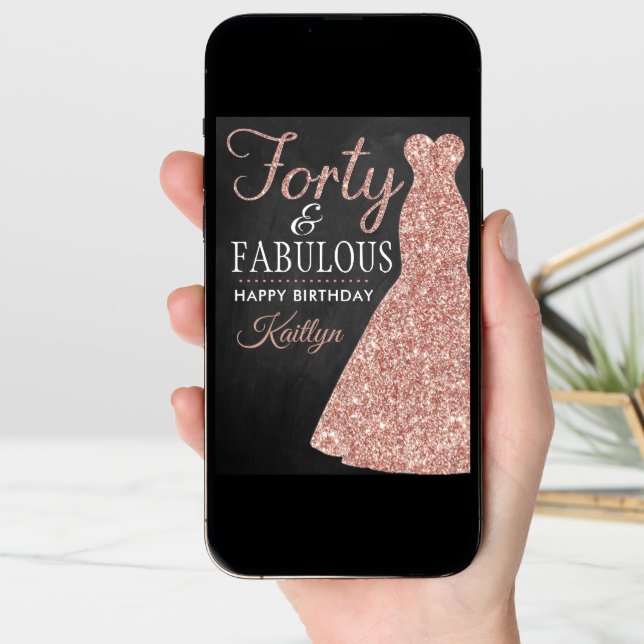Forty & Fabulous 40th Birthday Card (Front Digital)