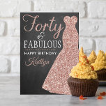 Forty & Fabulous 40th Birthday Card<br><div class="desc">Send a personalized birthday greeting with this elegant rose gold glitter dress forty and fabulous 40th birthday card. The name on the front can easily be personalized for that special person and the message on inside of the card can be personalized too.</div>