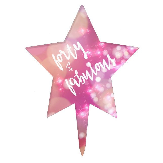 Forty & Fabulous - 40th Birthday Pink Glamour Cake Topper (Front)