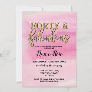 Forty & Fabulous Birthday Party Pink 40th Invite