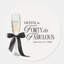 Forty & Fabulous Chic Champagne Bow 40th Birthday