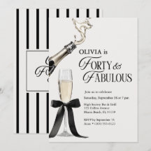 Forty & Fabulous Chic Champagne Bow 40th Birthday