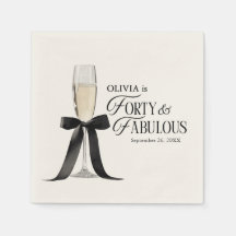 Forty & Fabulous Chic Champagne Bow 40th Birthday