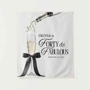 Forty & Fabulous Chic Champagne Bow 40th Birthday Tapestry