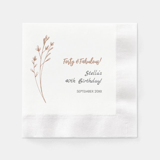 Forty & Fabulous Elegant 40th Birthday Party  Napkins (Front)