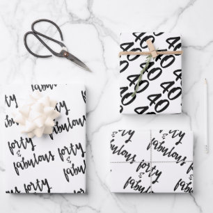Forty & Fabulous - Fun 40th Birthday Wrapping Paper Sheets
