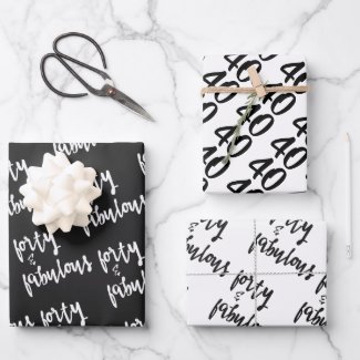 Forty & Fabulous - Fun 40th Birthday Wrapping Paper Sheets