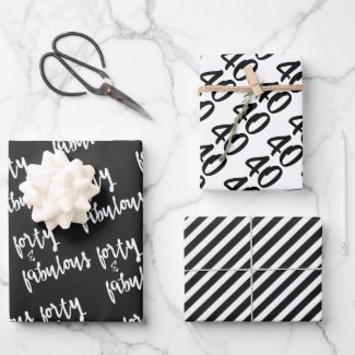Forty & Fabulous - Fun 40th Birthday Wrapping Paper Sheets