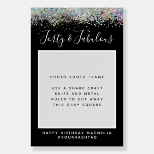 Forty  Fabulous Glitter Photo Frame Party Prop Foam Board