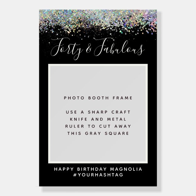 Forty & Fabulous Glitter Photo Frame Party Prop Foam Board (Front)