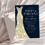 Forty & Fabulous!! Gold Dress Gown 40th Birthday Invitation