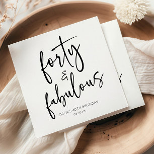 Forty & Fabulous Minimal 40th Birthday Party Napkins