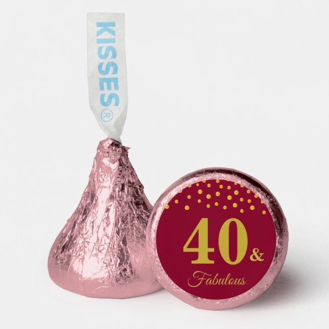 Forty & Fabulous on Burgundy Hershey®'s Kisses® (Front)