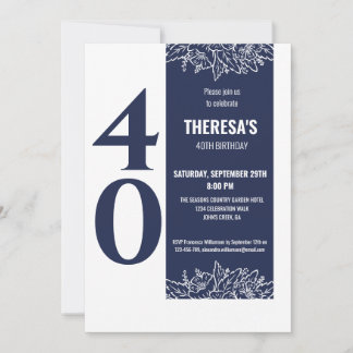 Forty Floral 40th Birthday Party Invitation