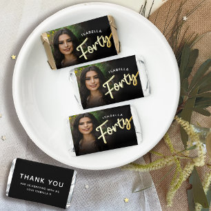 Forty gold black 40th Birthday custom photo  Hershey's Miniatures