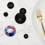 Forty | Gold & Black Confetti 40th Birthday Party<br><div class="desc">Add detail to your special day with this stylish 40th birthday photo table confetti. This design features a modern script "Forty",  " Happy Birthday" with hexagon confetti in black & gold color combo. More milestone birthday party supplies are available at my shop BaraBomDesign.</div>