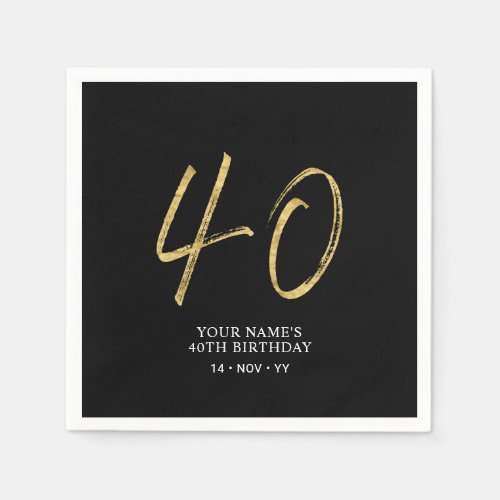 Forty | Gold & Black Lettering 40th Birthday Party
