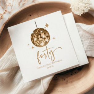 Forty Gold Disco Ball 40th Birthday Party Napkins