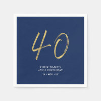 Forty | Gold & Navy Blue Lettering 40th Birthday