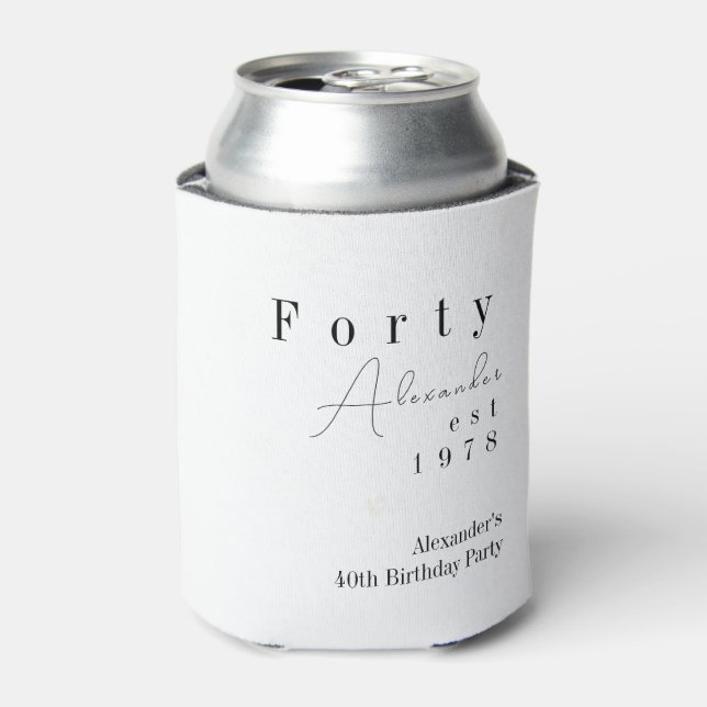 Forty Minimal 40th Birthday Party Favor Can Cooler (Can Front)