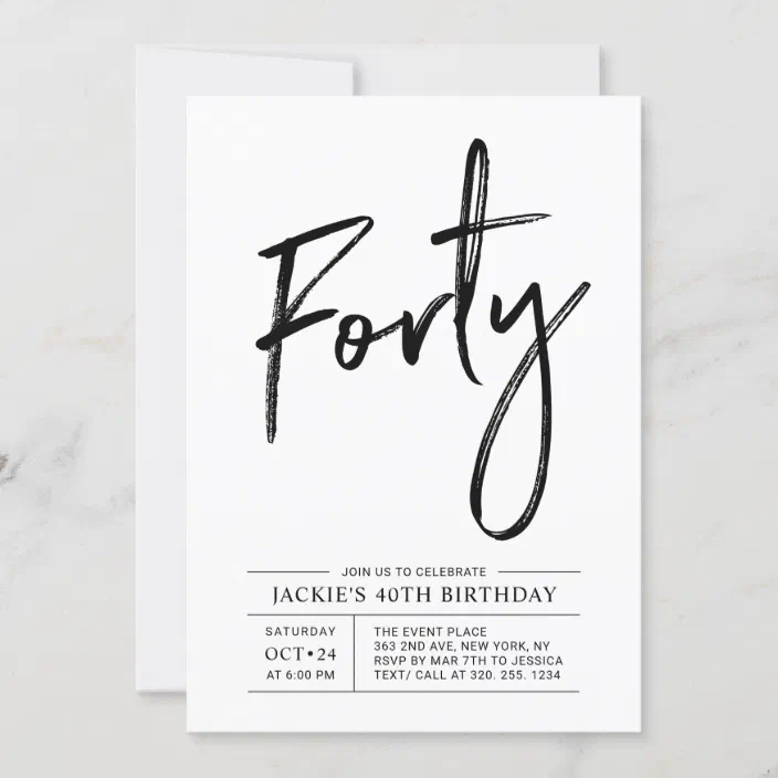 Forty Modern 40th Birthday Party Invitation Zazzle Com