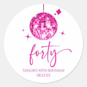 Forty Pink Disco Ball 40th Birthday Party Classic Round Sticker