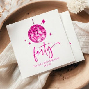 Forty Pink Disco Ball 40th Birthday Party Napkins