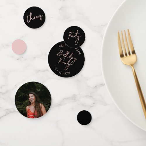 Forty | Rose Gold & Black Modern 40th Birthday
