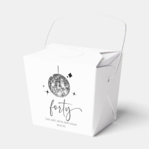 Forty Silver Disco Ball 40th Birthday Party Favor Boxes