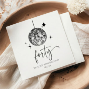 Forty Silver Disco Ball 40th Birthday Party Napkins
