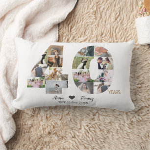 Forty Year Wedding Anniversary Photo Lumbar Pillow