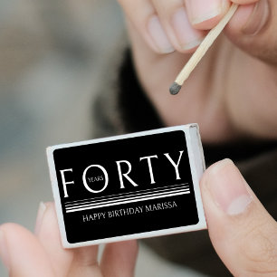 Forty Years 40th Birthday Party Black Matchboxes