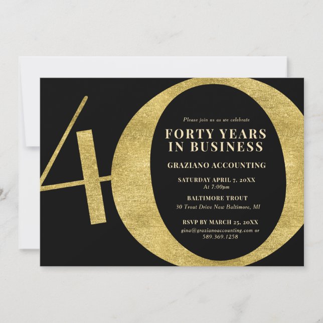 Forty Years in Business 40th Anniversary Invitation (Front)